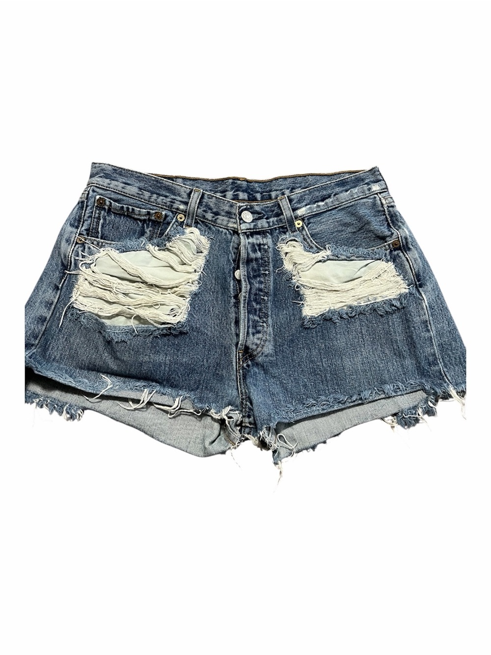 Levi’s 501 Classic Button Fly Distressed Denim Shorts Size 31 Cut Off Jorts
